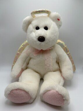 Halo the Bear TY Beanie Buddies Pink White Angel Bear 1999 Stuffie (SKU: 689TO)